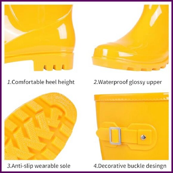 Knee High Rain Boots Narrow Calf Waterproof PVC Fashion Tall Shoes - Picture 7 of 7